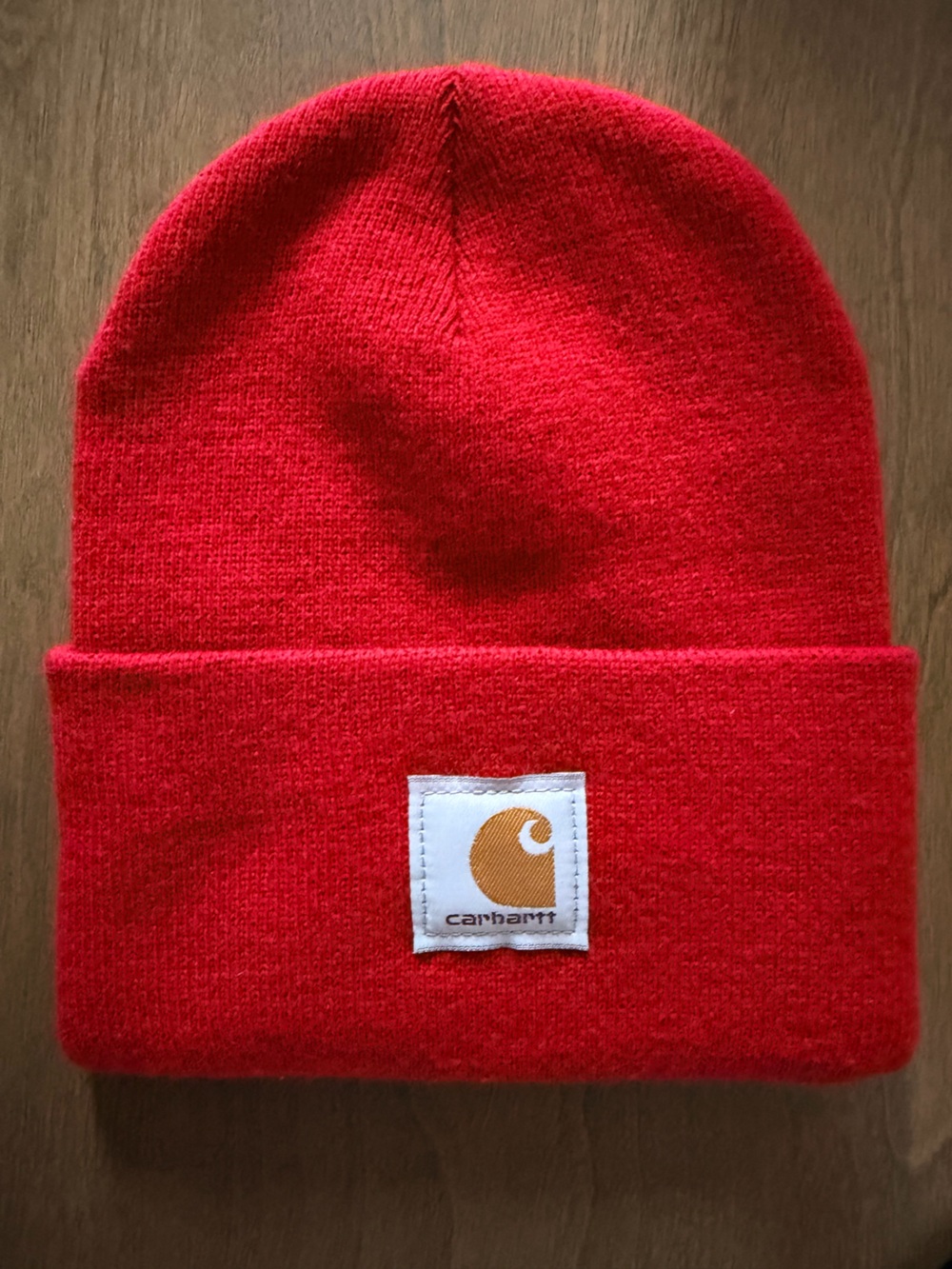 Carhartt Red Cuffed Beanie with Logo Patch Warm Winter